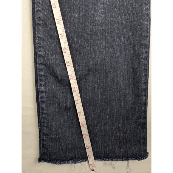 Eileen Fisher Jeans Size Small 30x29 Dark Blue Straight Leg Denim Raw Hem - Picture 4 of 8